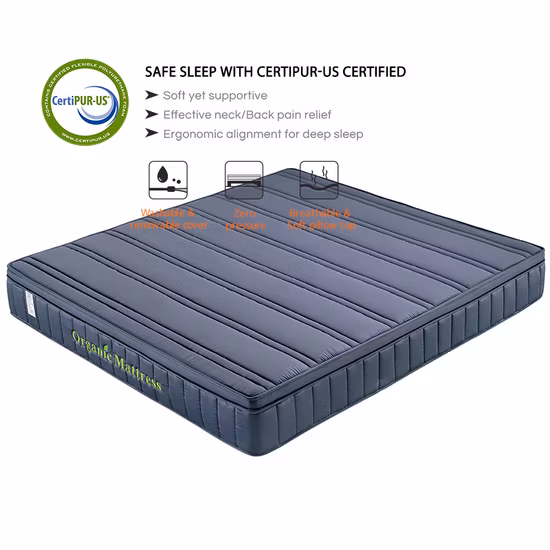 Gesteppte Stoff-Hotelmatratze 5-Sterne-Sleepwell 5*6 Naturlatex-King-Size-Memory-Foam-Bettfederkern-Antidekubitus-Matratze